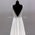 Bridal Gowns Sexy Backless Sleeveless Illusion V Neck Chapel Train Hot Sale Lace Wedding Dress